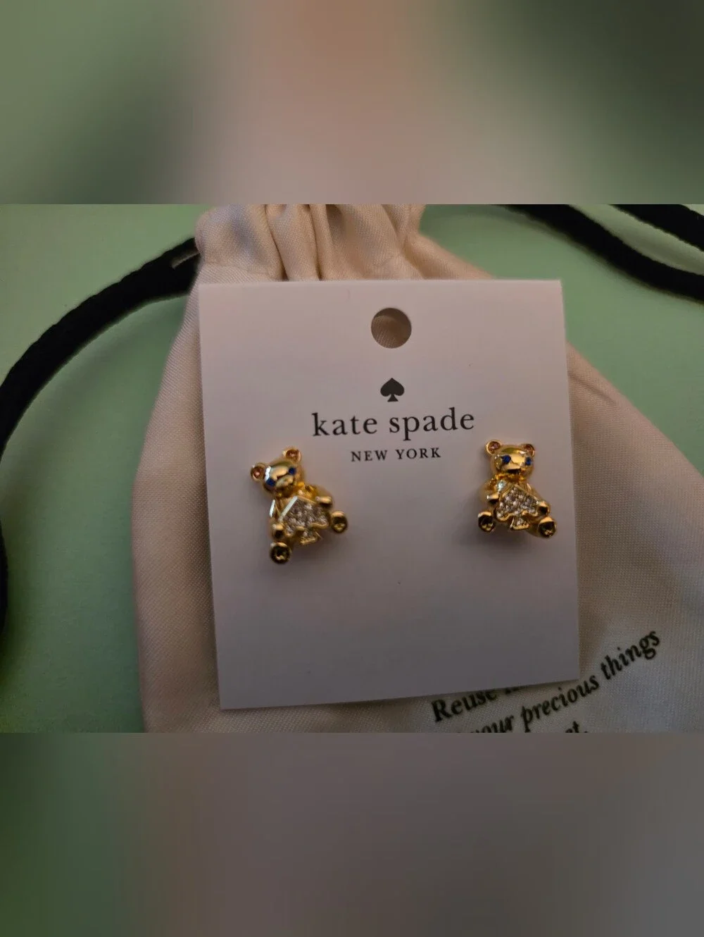 kate spade Gold Bear Crystal Stud Earrings